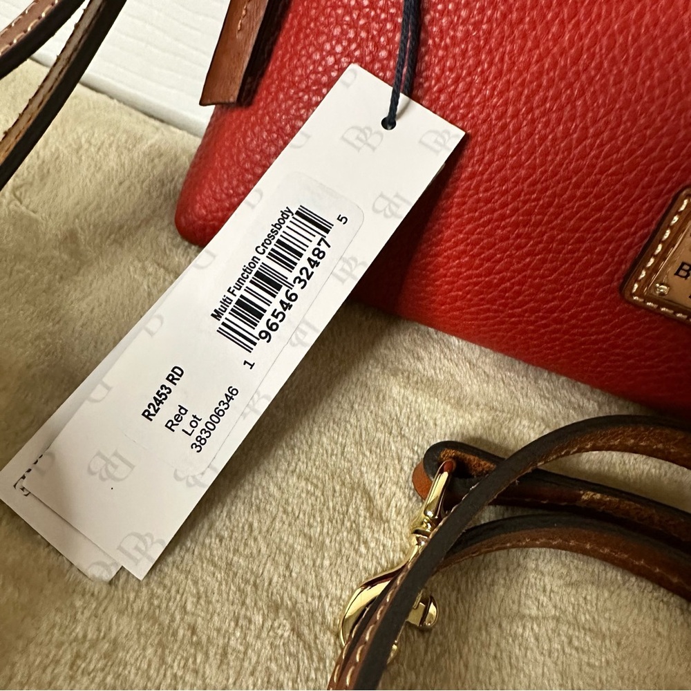 Dooney & Bourke Pebble Leather East/West Convertible Wristlet Crossbody Red NWT - Picture 3 of 13